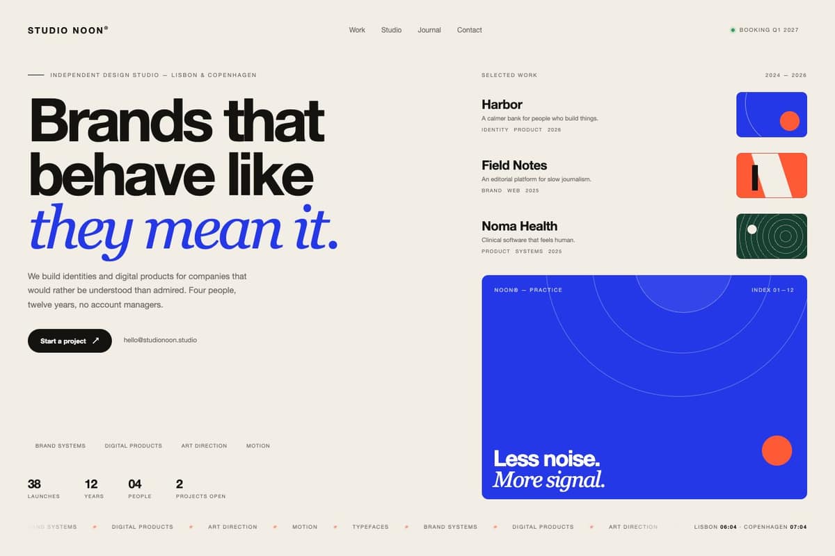 Studio Noon — full page preview