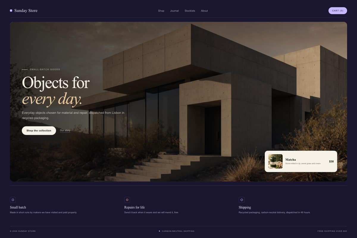 Sunday Store — full page preview