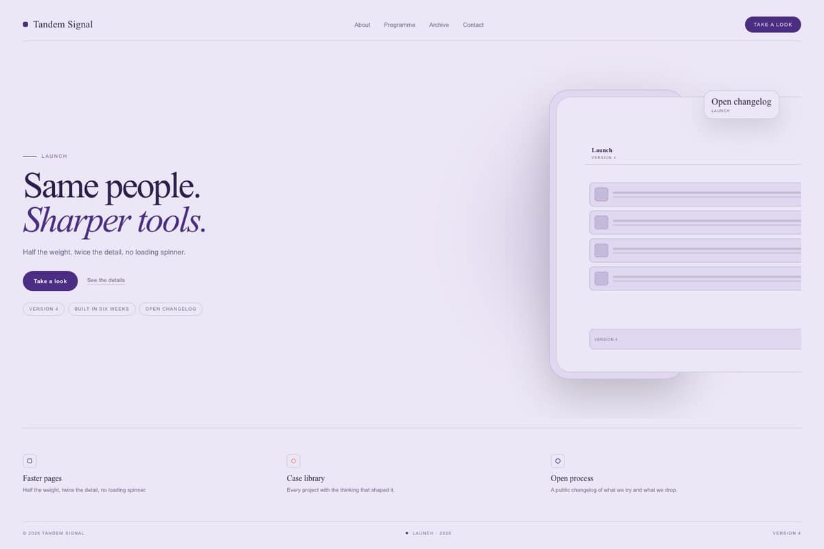 Tandem Signal — full page preview