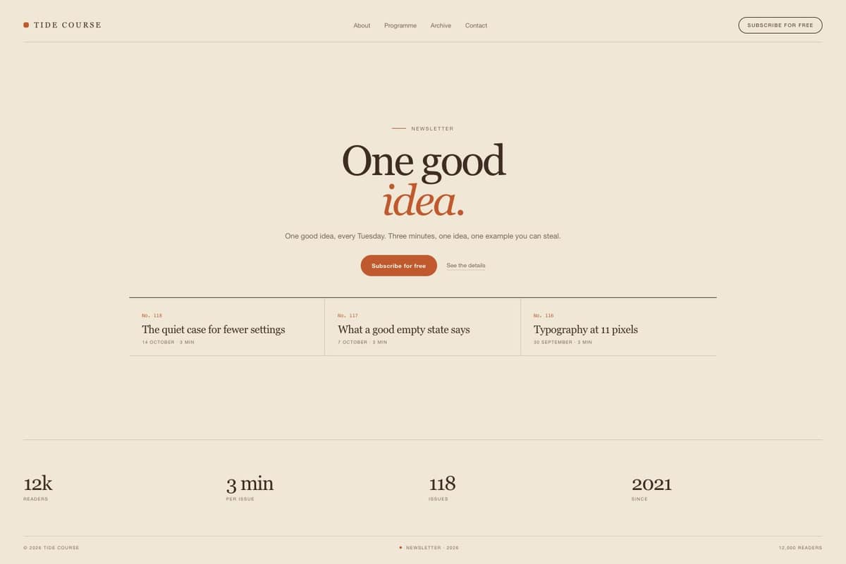 Tide Course — full page preview
