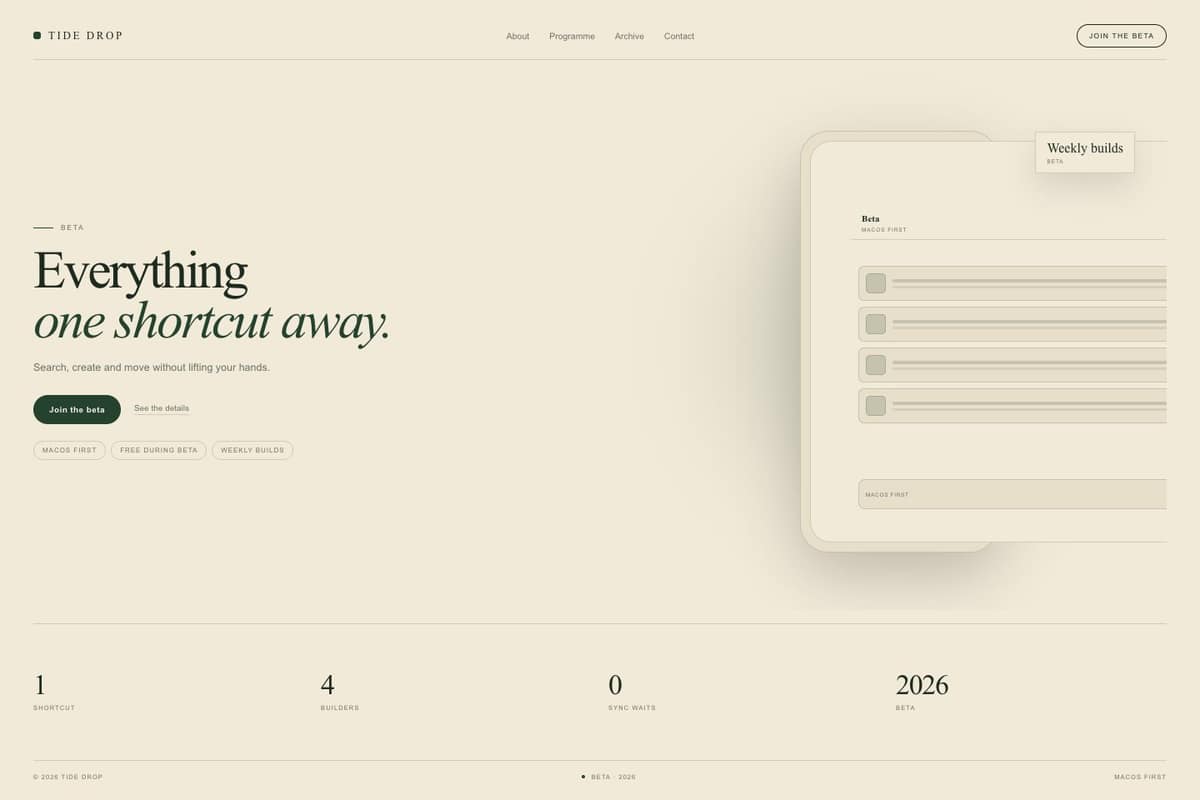 Tide Drop — full page preview