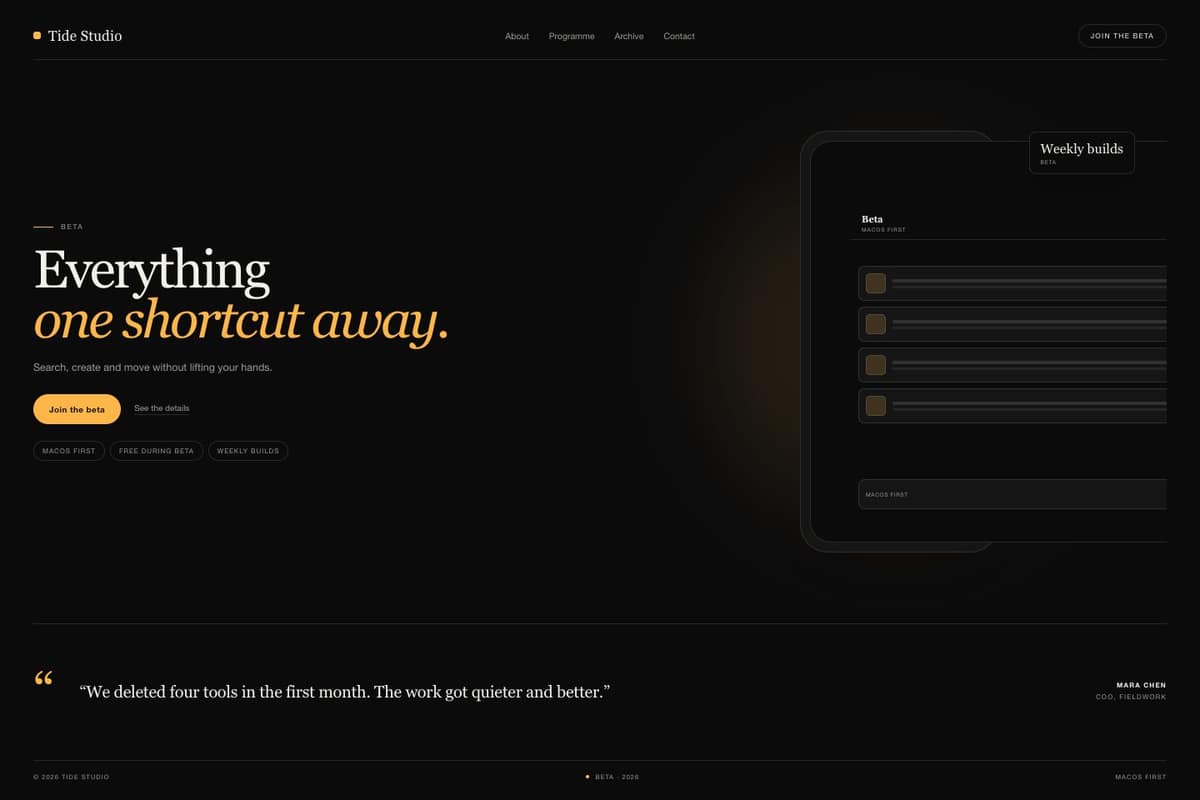 Tide Studio — full page preview