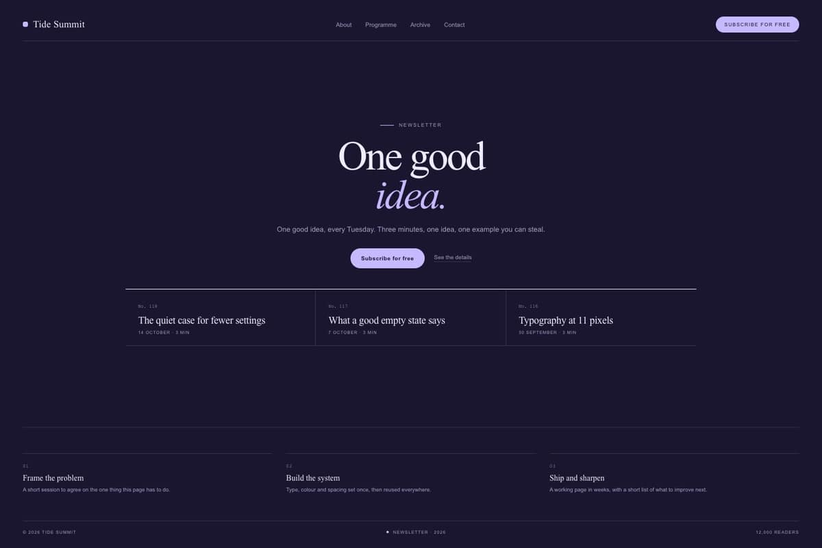 Tide Summit — full page preview