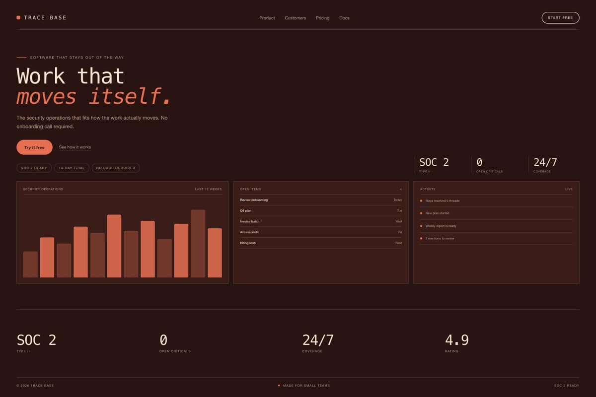 Trace Base — full page preview