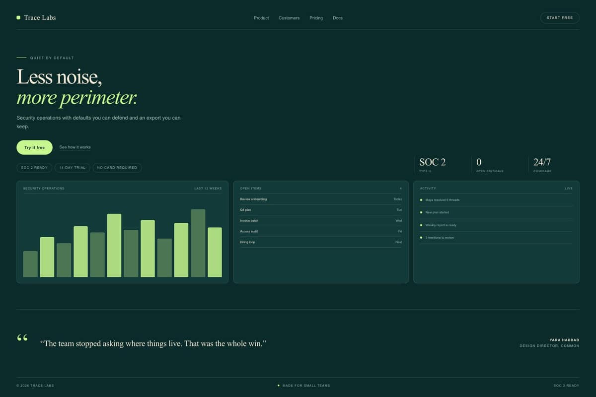 Trace Labs — full page preview