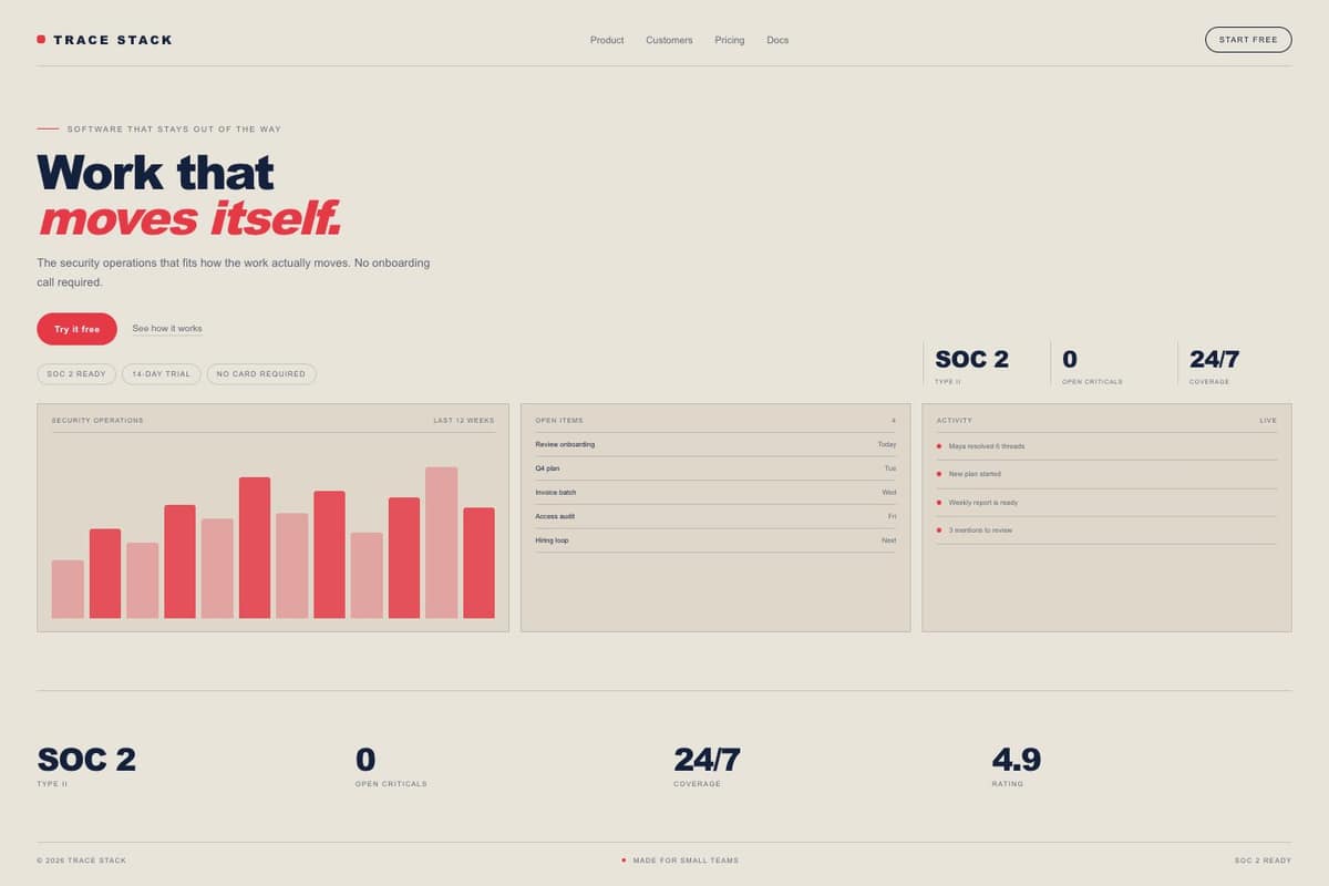 Trace Stack — full page preview