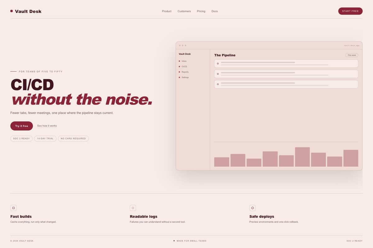 Vault Desk — full page preview