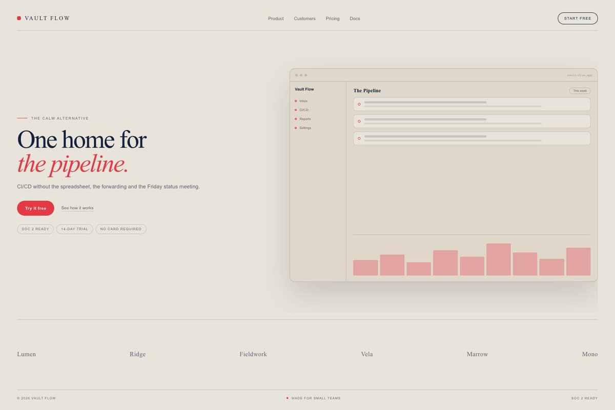 Vault Flow — full page preview