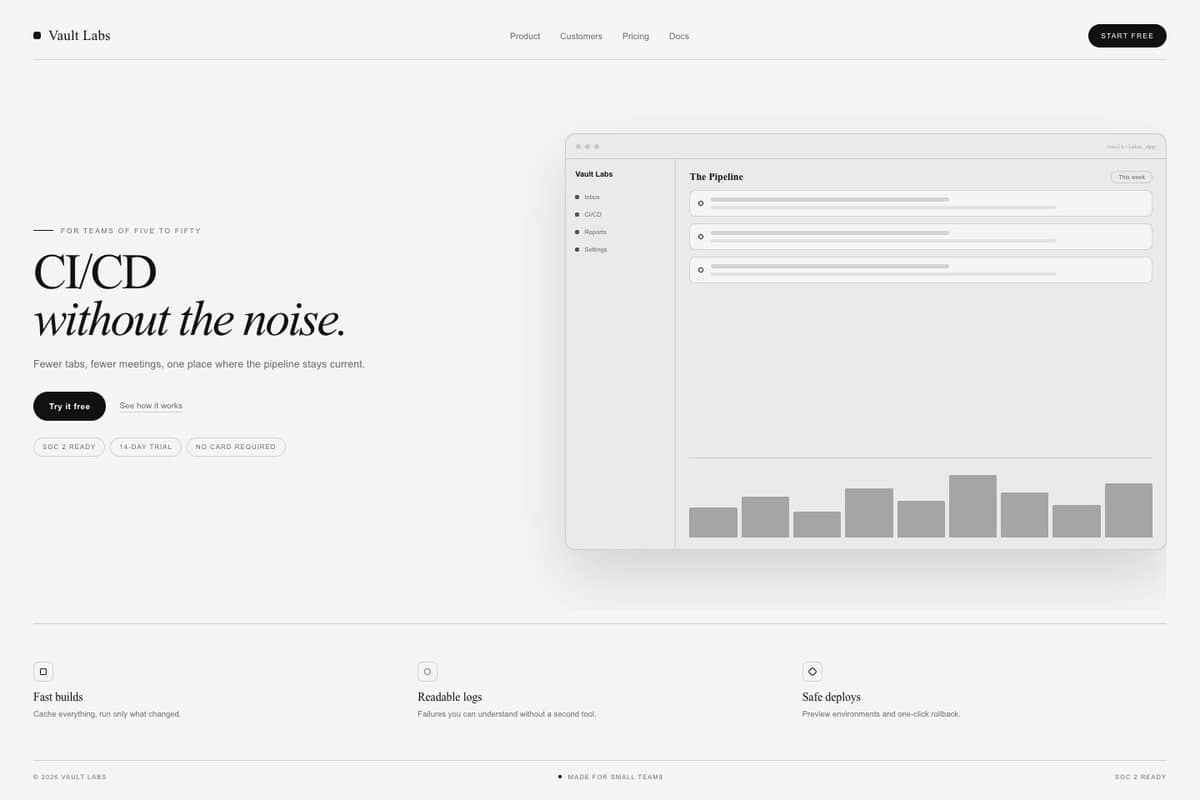 Vault Labs — full page preview