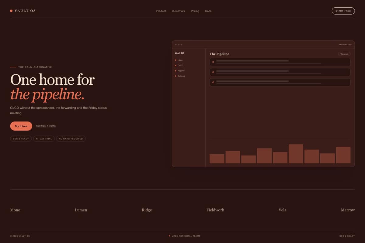 Vault OS — full page preview