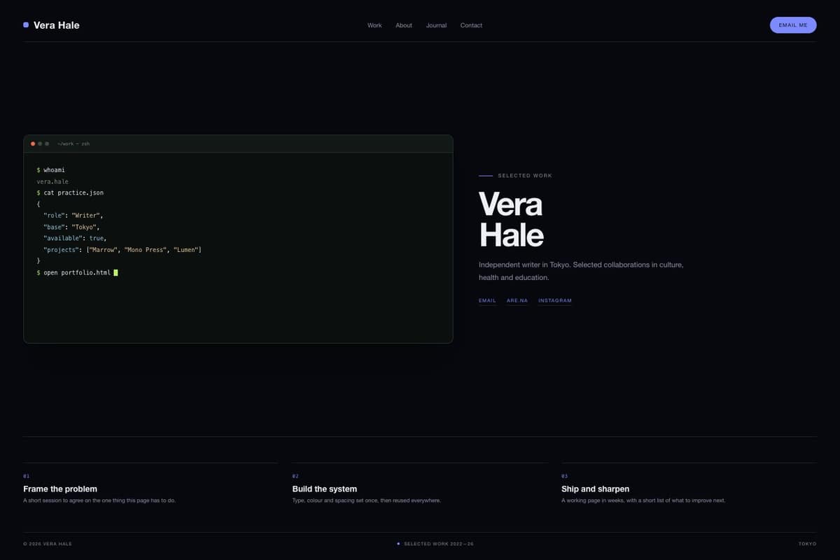 Vera Hale — full page preview
