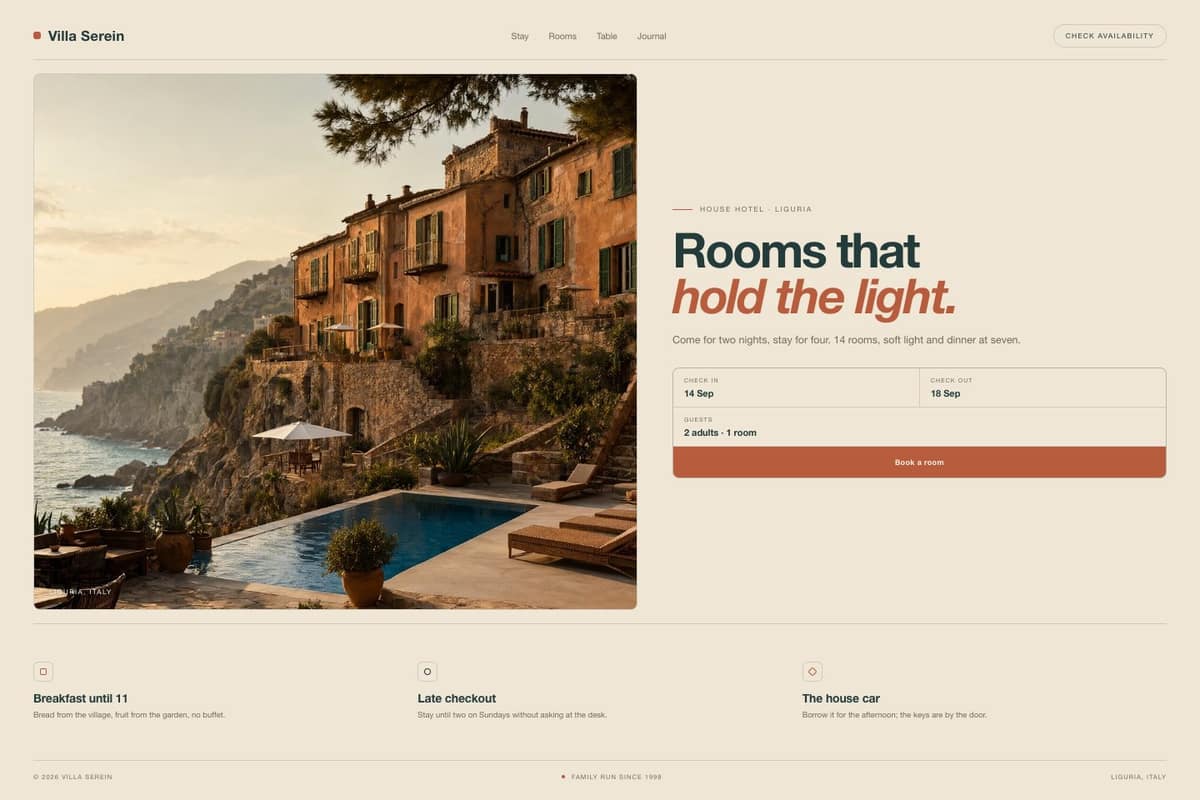 Villa Serein — full page preview