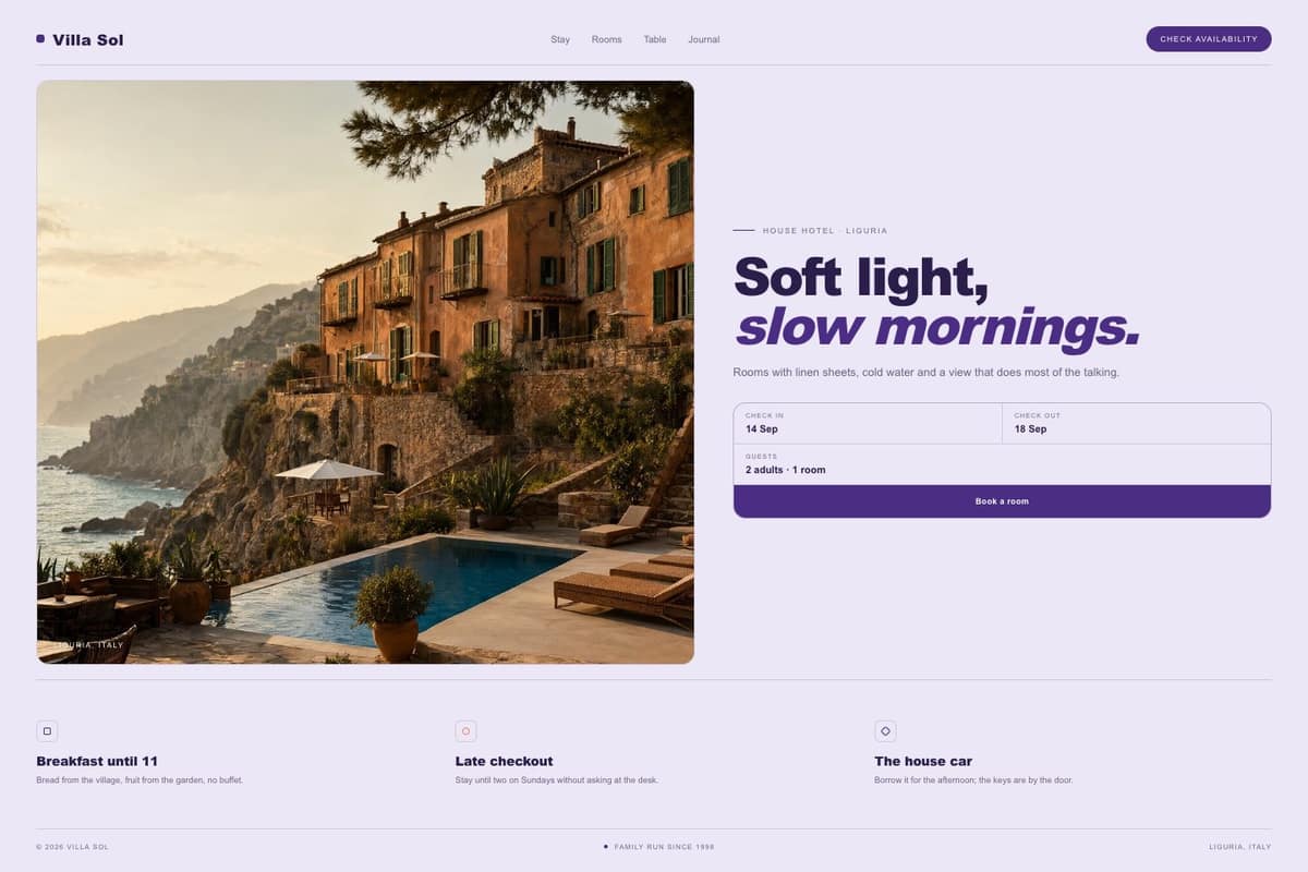 Villa Sol — full page preview