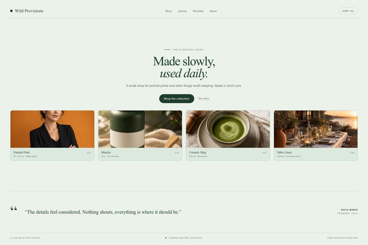 Wild Provisions — full page preview