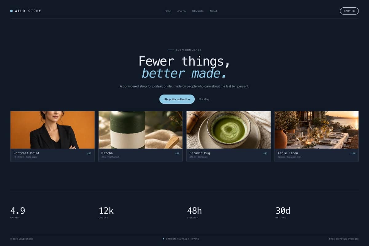 Wild Store — full page preview